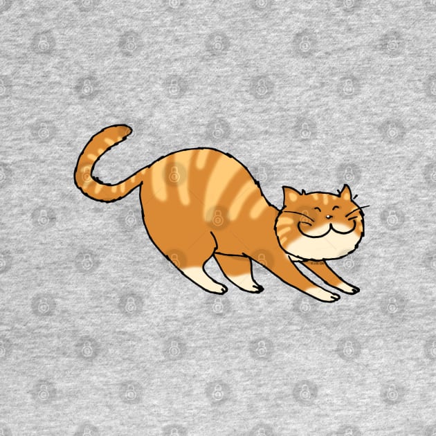 stretching ginger cat by cartoonygifts